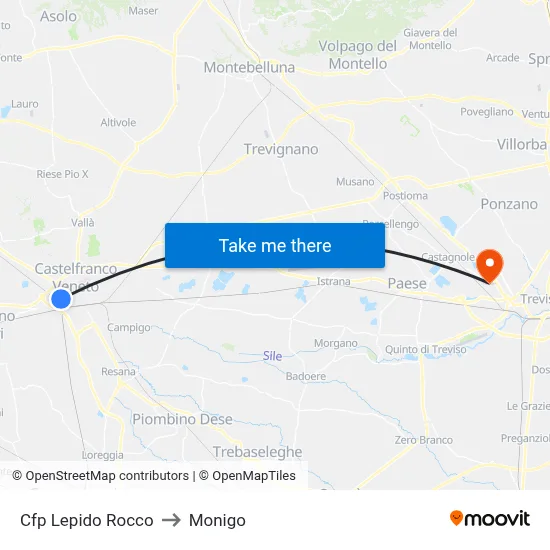 Lepido Rocco Training Center to Monigo map