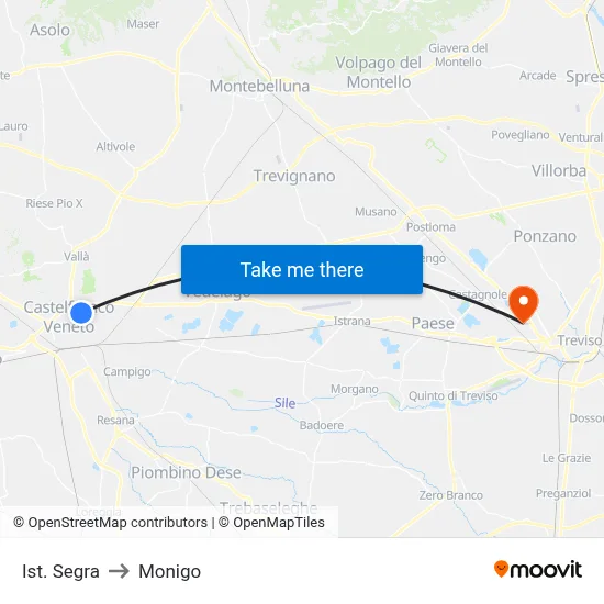 Segra Institute to Monigo map