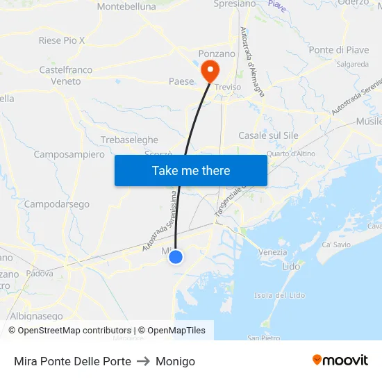 Mira Bridge of Doors to Monigo map