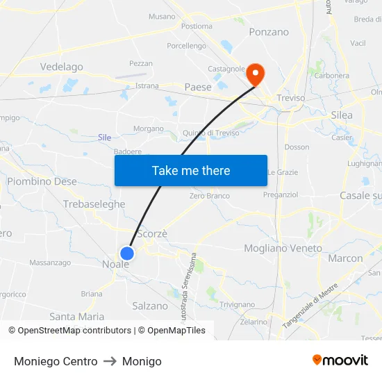 Moniego Center to Monigo map
