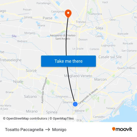 Tosatto Paccagnella to Monigo map