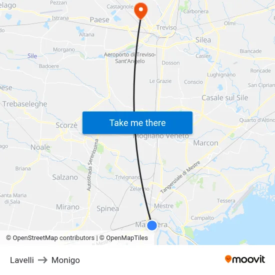 Lavelli to Monigo map
