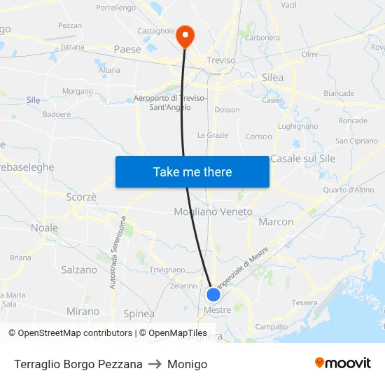 Terraglio Borgo Pezzana to Monigo map