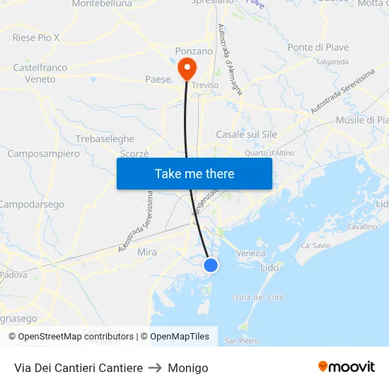 Shipyard Street Dock to Monigo map