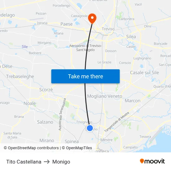 Tito Castellana to Monigo map