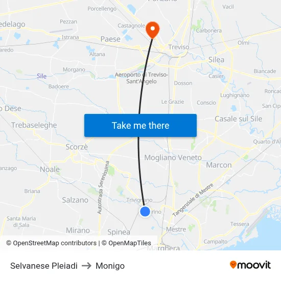 Pleiadi Selvanese to Monigo map