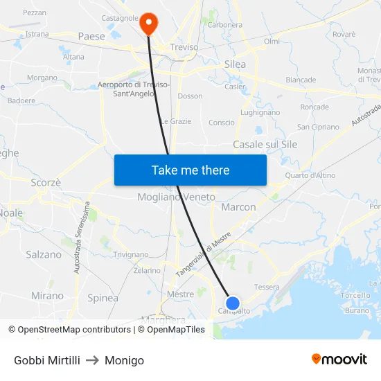 Gobbi Blueberries to Monigo map