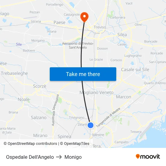 Angel Hospital to Monigo map