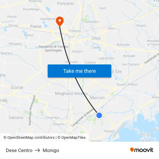 Dese Center to Monigo map