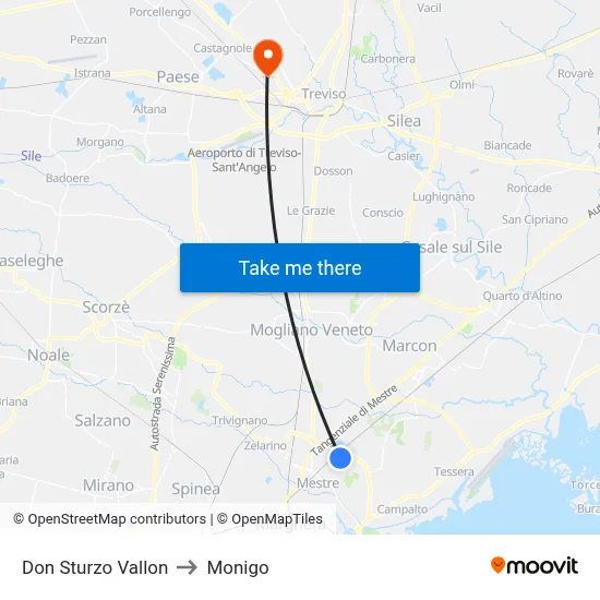 Don Sturzo Vallon to Monigo map