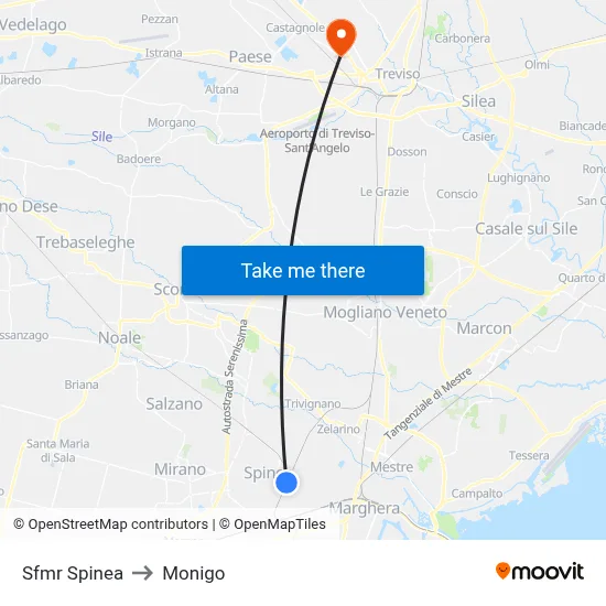 Spinea SFMR to Monigo map