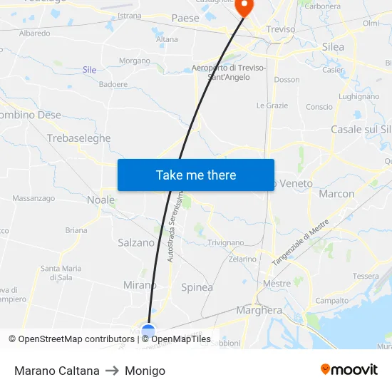 Marano Caltana to Monigo map