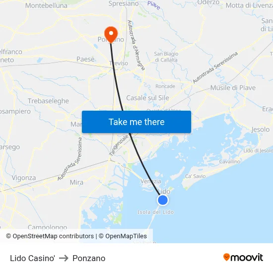 Lido Casino to Ponzano map