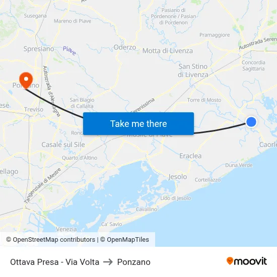 Ottava Presa - Via Volta to Ponzano map