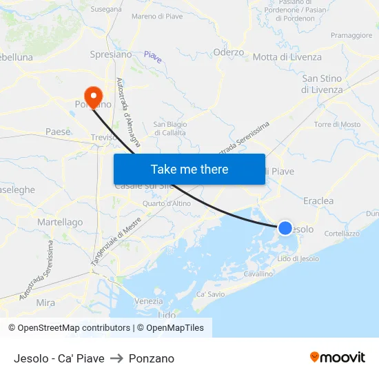Jesolo - Ca' Piave to Ponzano map