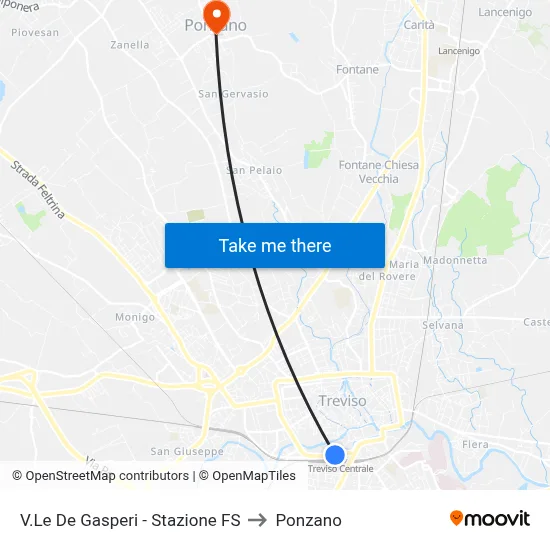 Viale De Gasperi - Railway Station to Ponzano map