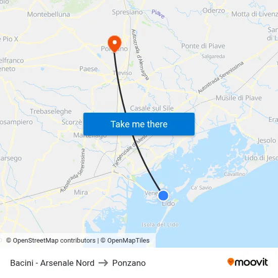 Bacini - North Arsenal to Ponzano map