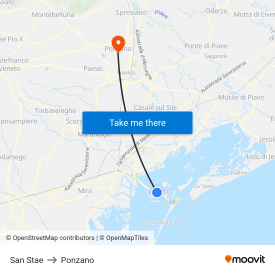 San Stae to Ponzano map