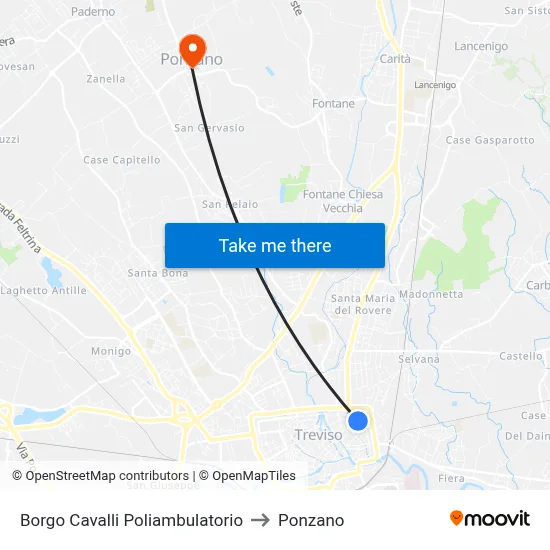 Borgo Cavalli Health Center to Ponzano map