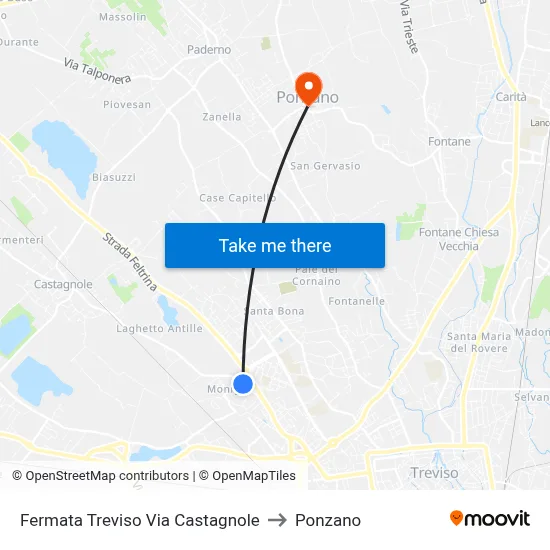 Fermata Treviso Via Castagnole to Ponzano map