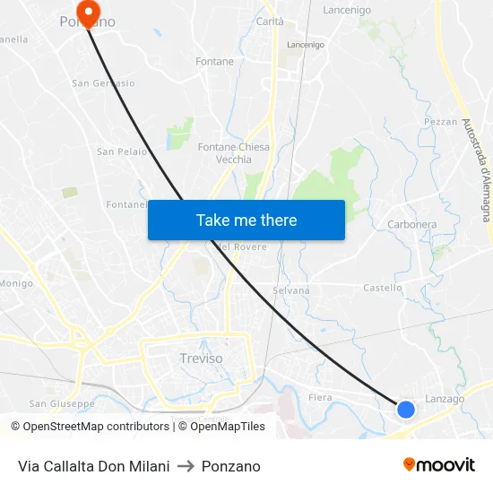 Via Callalta Don Milani to Ponzano map