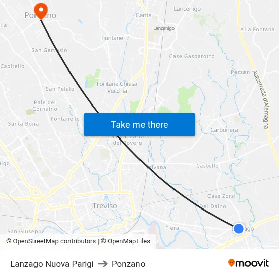 Lanzago New Paris to Ponzano map