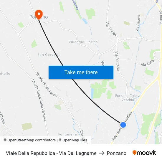 Viale Della Repubblica - Via Dal Legname to Ponzano map