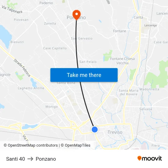 Santi 40 to Ponzano map