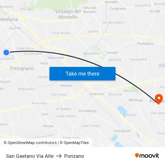 San Gaetano Via Alte to Ponzano map