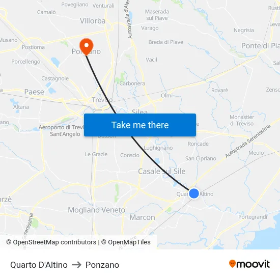 Quarto D'Altino to Ponzano map