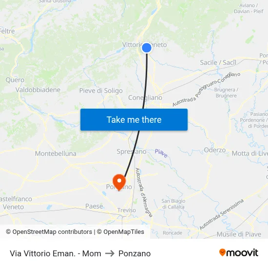 Vittorio Emanuele Street - Mom to Ponzano map