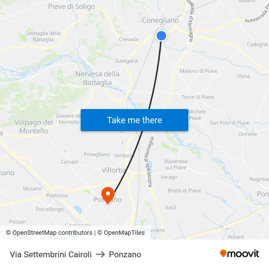 Via Settembrini Cairoli to Ponzano map