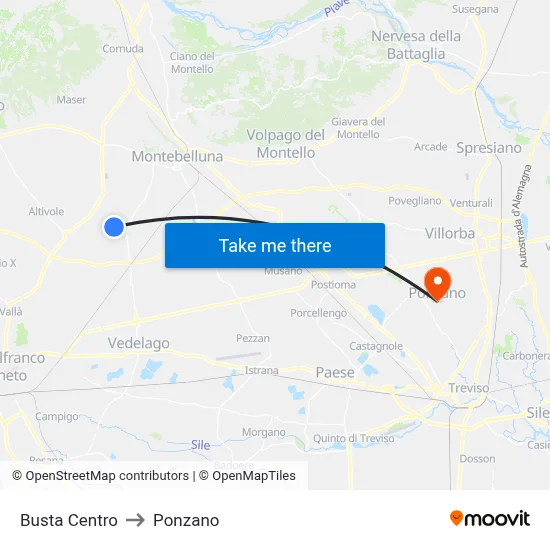 Busta Center to Ponzano map