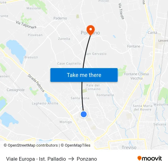 Europa Avenue - Palladio Institute to Ponzano map
