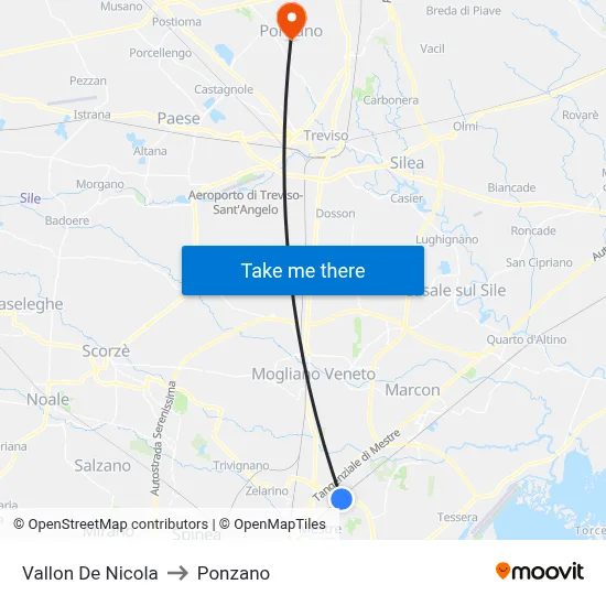 Vallon De Nicola to Ponzano map