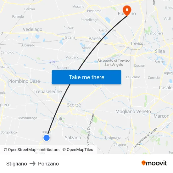Stigliano to Ponzano map
