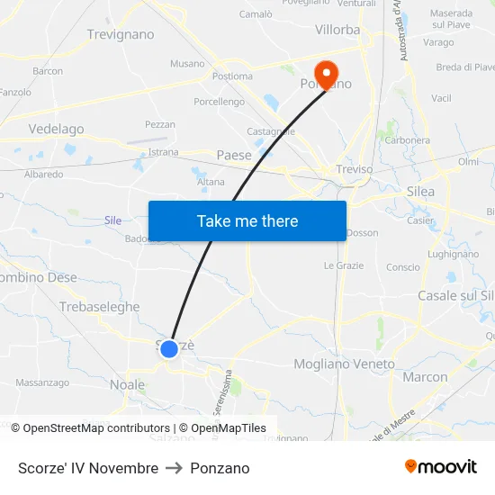 Scorze' November 4th to Ponzano map