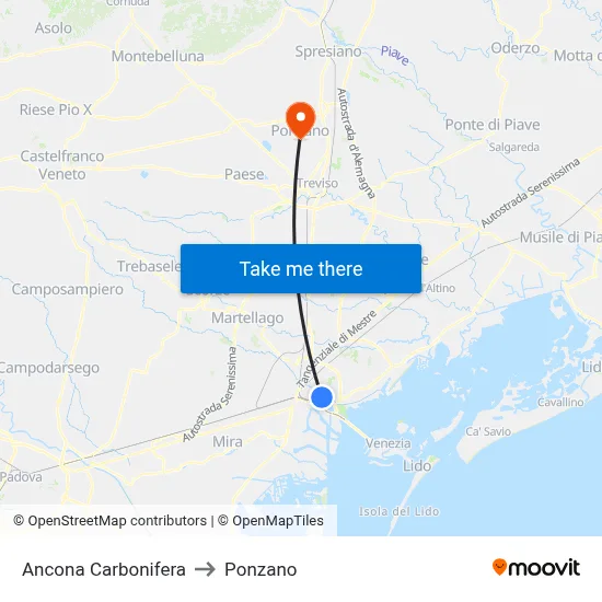 Ancona Coal Yard to Ponzano map