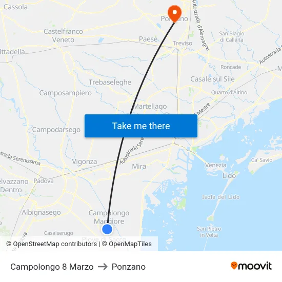 Campolongo March 8 to Ponzano map