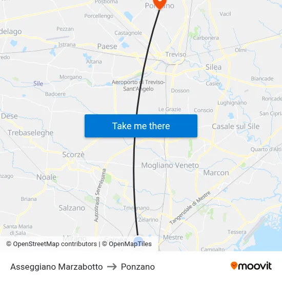 Asseggiano Marzabotto to Ponzano map