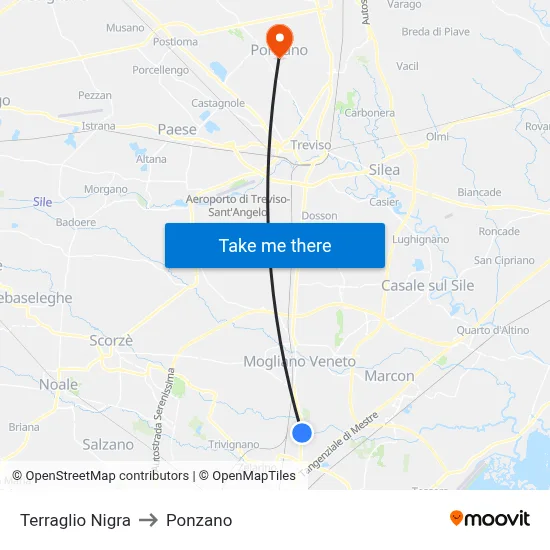 Terraglio Nigra to Ponzano map
