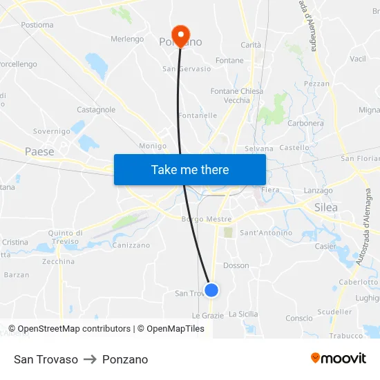 San Trovaso to Ponzano map