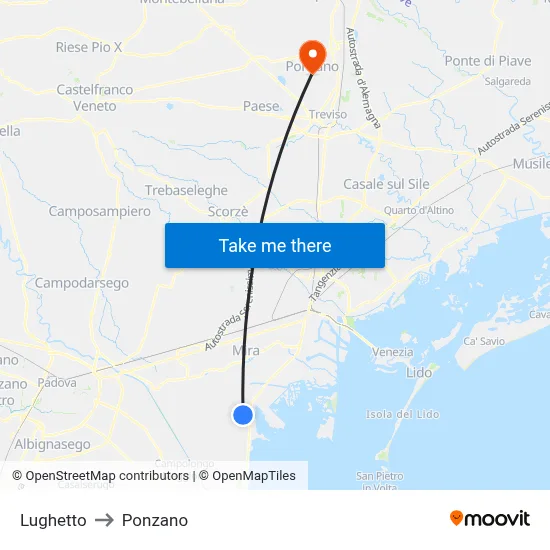 Lughetto to Ponzano map