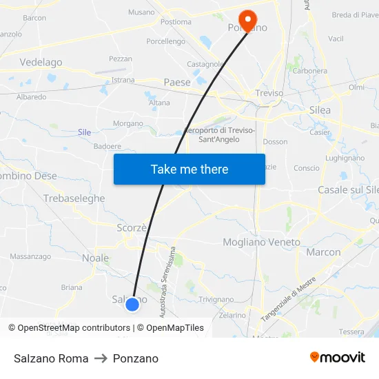 Salzano Roma to Ponzano map