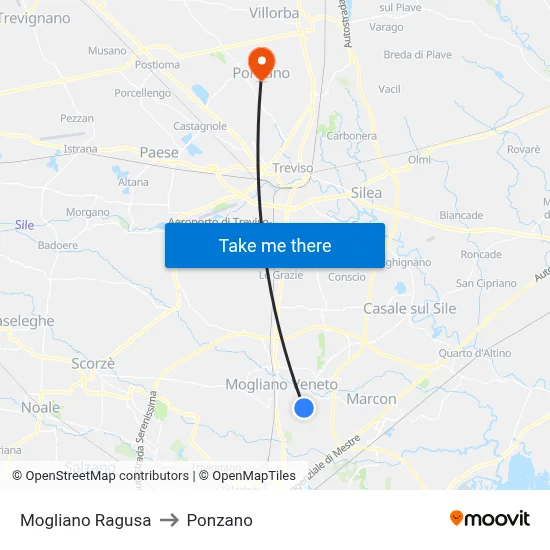 Mogliano Ragusa to Ponzano map