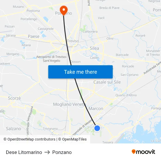 Dese Litomarino to Ponzano map