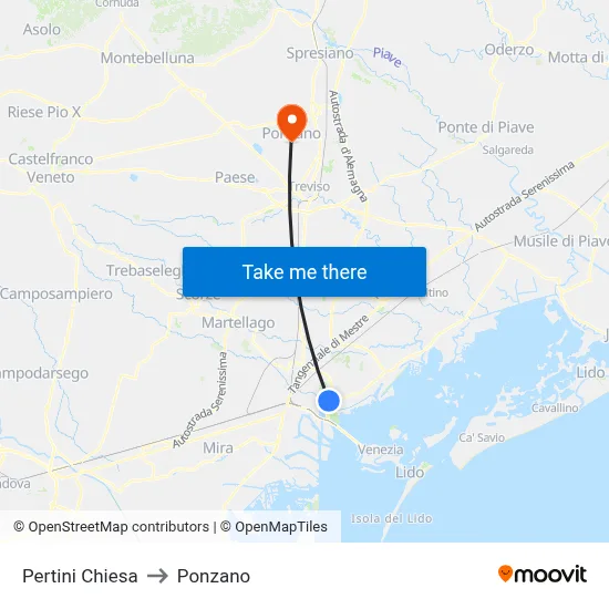 Pertini Church to Ponzano map