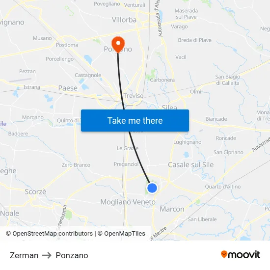 Zerman to Ponzano map