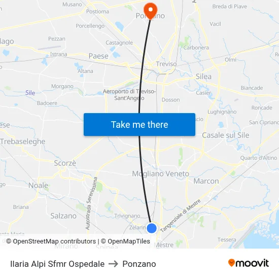Ilaria Alpi SFMR Hospital to Ponzano map