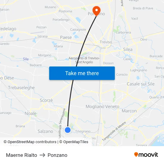 Maerne Rialto to Ponzano map